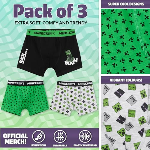 Minecraft Boys Boxer Shorts - Pack of 3 Boys Underwear - Gifts3