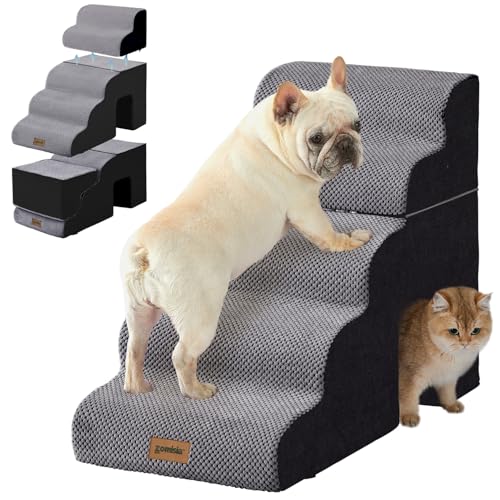 Image of ZOMISIA Dog Ramp for Large Dogs - 24 inch H 5 Steps Pet Stairs for High Bed with Tunnel 2 in 1 with Zippers Suitable, Indoor Cat Ladders with Non-Slip Bottom, Black