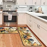 OUXIOAZ Rooster Kitchen Rugs and Mats Non Skid Washable Absorbent Microfiber Kitchen Mat for Floor, Kitchen Mat Set of 2 Rooster Kitchen Decor Stain Resistant 17"x47"+17"x30"