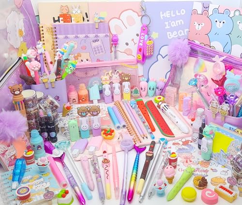 Caixa Kit Papelaria Fofa Criativa Tendencia Kawaii Meninas 15 Itens Divertidos Diversos