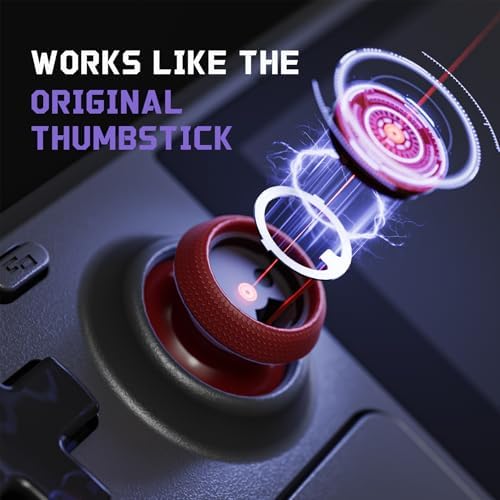 eXtremeRate Replacement Thumbsticks for Steam Deck LCD, Custom Analog Stick Joysticks Repair Kit for Steam Deck OLED Handheld Console with Original Touch Sensing, Anti-Slip Texture Grip - Carmine Red — view 2