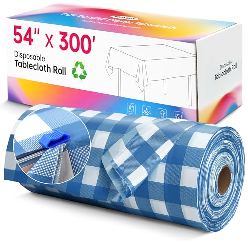 Image of Table Cover Roll, 54In x 300Ft Plastic Table Cloth Disposable