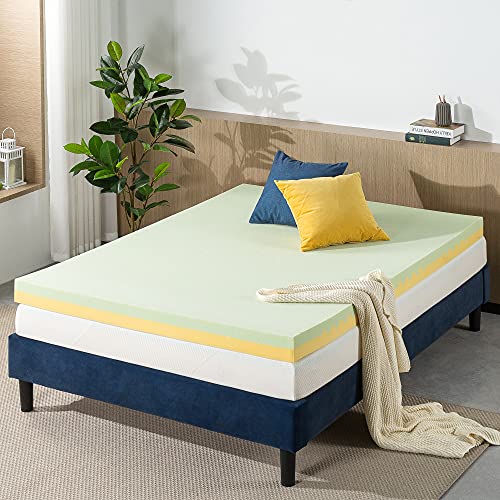 Image of Zinus 4 Inch Green Tea TorsoTec Memory Foam Mattress Topper, Pressure-Relieving, Lumbar Support, CertiPUR-US Certified, Twin