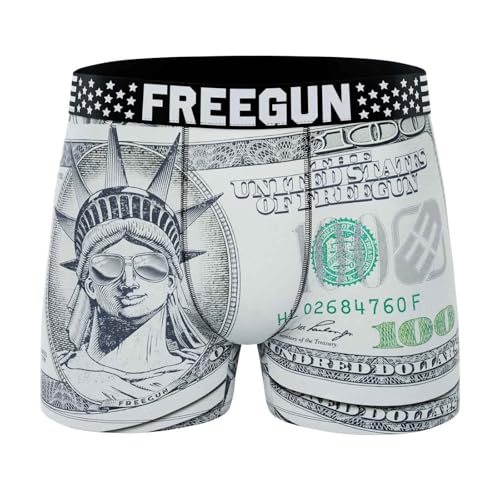 FREEGUN Boxer Homme Microfibre Premium Dollars (XL, 100 Dol P85)