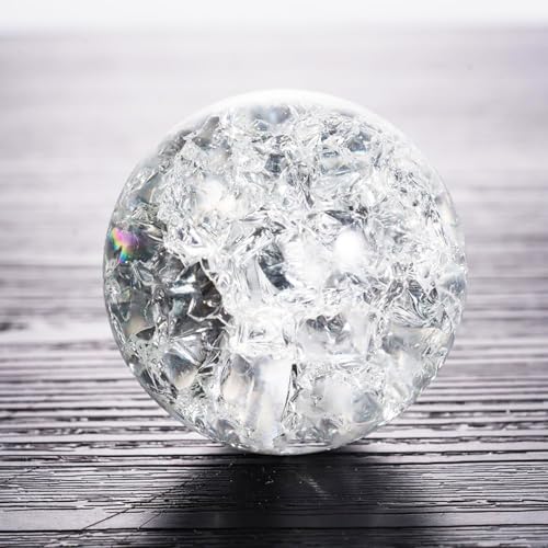 Crystal Suncatcher, Cracked Crystal Glass Ball, Decorative Ice Crack Sphere for Fountain, Rockery, Bonsai, Tabletop Water Features(3.93in/100mm)