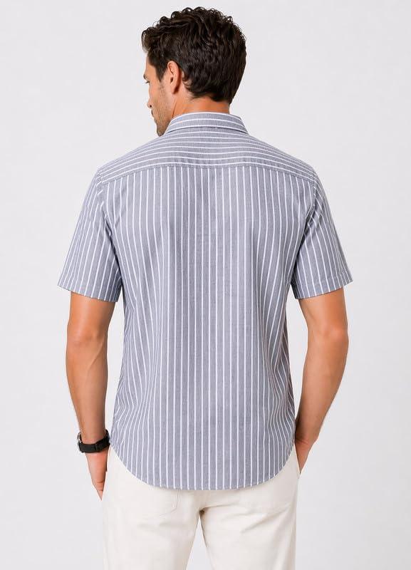 Image of MARK & ALBERT Half Sleeves Regular Fit Formal Shirt for Men Grey