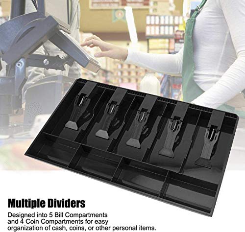 Image of Cash Tray Organizer for Shops, Portable cash counter, ABS Plastic Manual Money Box Plastic cash drawer organizer tray, cashier drawer box with coin slot, bill counter cash box (5 SLOT)