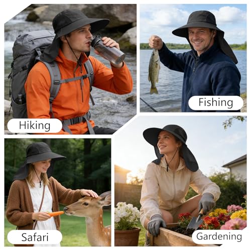 Image of Sun Hat for Men Women with Neck Flap,UPF 50+ UV Protection Fishing Hat
