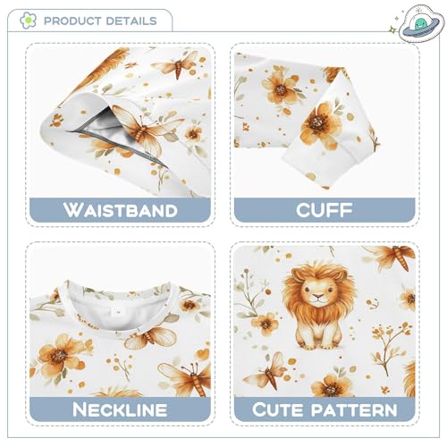 JUNZAN Cute Lion White Kids Boys Sweatshirt Hoodie Long Sleeve Sweatshirts for Boys Sports 4T3