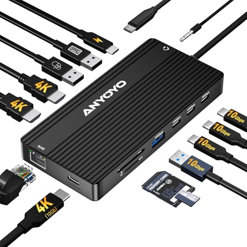 Concentrador USB 14 en 1 dual HDMI 4K a 60Hz para máxima velocidad de datos