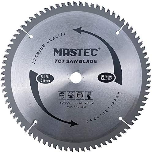 MASTEC 8-1/4 Inch 80 Tooth TCG for Aluminum and Non Ferrous Metals Cutting with 5/8-Inch DMK Arbor