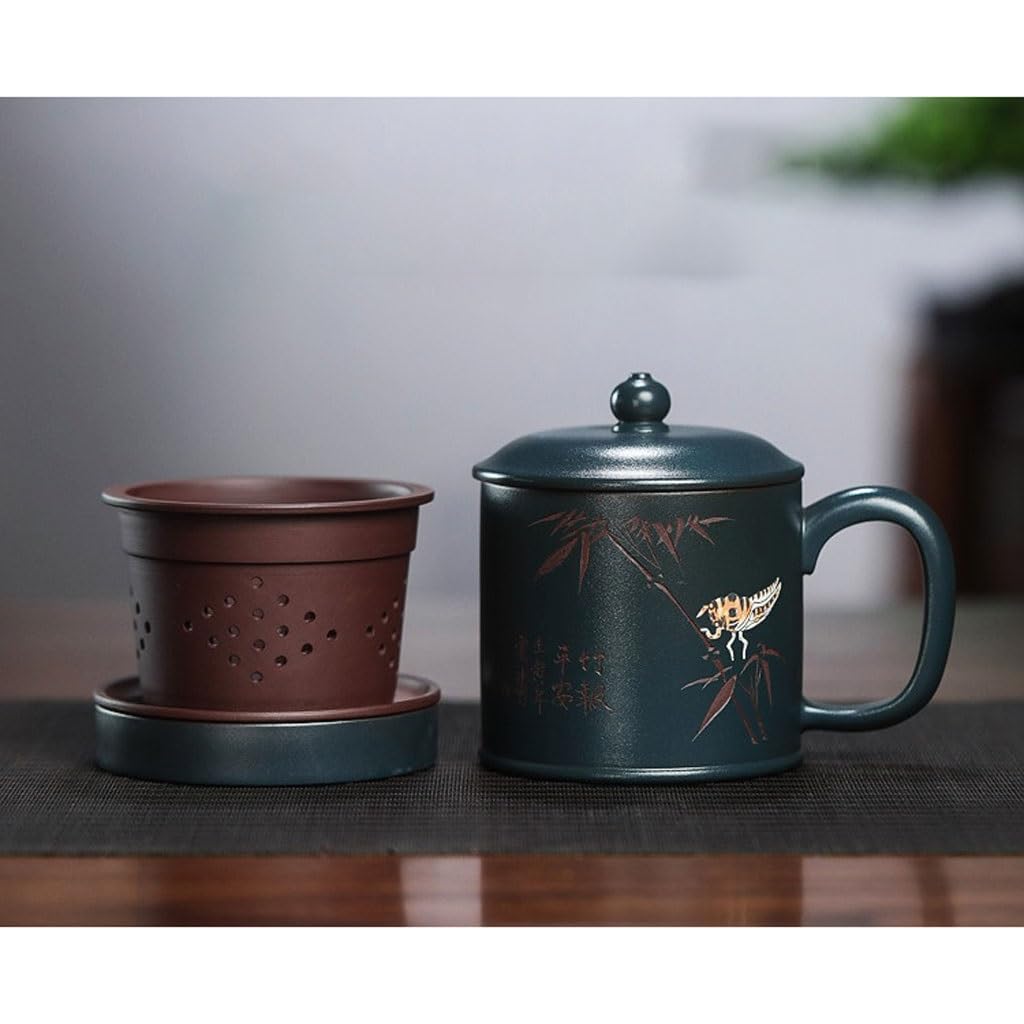 Filiżanki Matcha Handmade: fioletowy kubek z piaskiem z pokrywką 480 ml popołudniowa herbata biurowa filiżanka do herbaty kreatywny kubek na wodę zestaw do herbaty kubek do herbaty