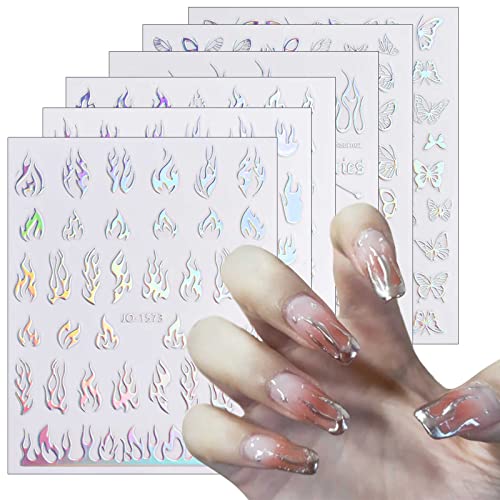 JMEOWIO Aurora Holographic Butterfly Nail Art Decals #TOP20