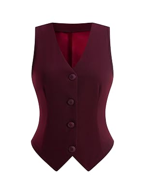Womens Summer Button Up Vest Elegant V Neck Sleeveless Waistcoat Business Casual Tops