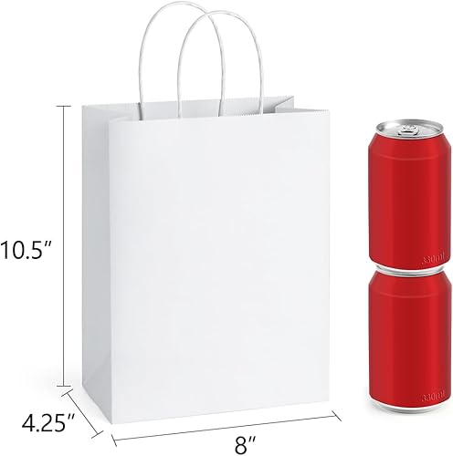 Vista 43 de BagDream 25 bolsas de regalo marrones de 8 x 4.25 x 10.5 pulgadas, papel kraft para regalos, compras al por menor de mercancías de comestibles