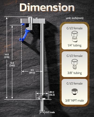 iVIGA 14" Deck Mount Glass Filler Faucet for Stainless Steel Glass Filling Station Water Station with G1/2" Male Shank Pedestal and Adapter for Hotel Restaurant Bar Dining Hall Chrome