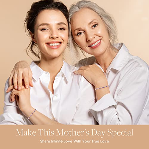 Cde S925 Silver Tennis Bracelets For Women Birthstone Dainty Simple Link Charm Bracelet Birthday Anniversary Valentine's Mother's Day Gifts For Mom Wife Mom Her Girl, Chain Length 6.7”+1.6” (Silver-02-February-Amethyst Purple) #TOP3