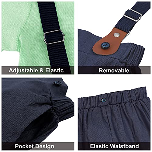 Image of A&J DESIGN Toddler Boy Suit Dress Clothes St. Patricks Day Suspenders Gentlman Dress Summer Outfit Grass Green 4-5T