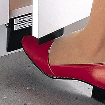 Hands-Free Toe Kick Garbage Can Cabinet Door Opener Foot Pedal with Magentic Catch, Counter-Plate and Spring-Loaded Roller arm