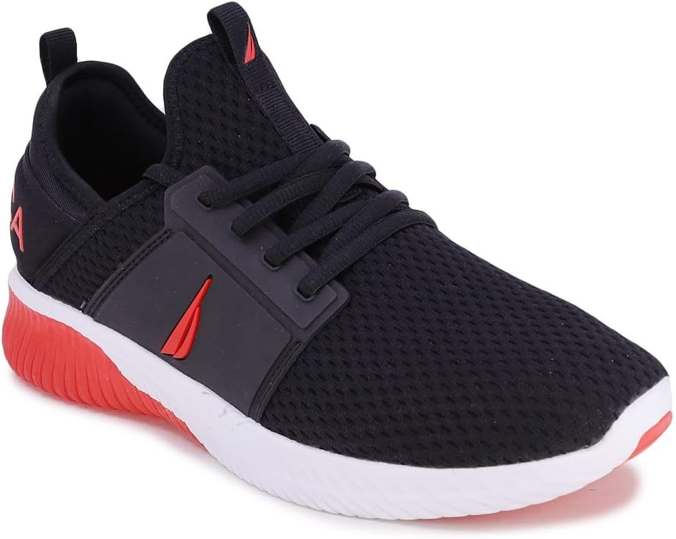 Nautica Men's Sneakers: Athletic, Comfortable, Casual Lace-Up Fashion Walking Shoes 7.5 Black Red 1 Rainey Sport