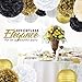 EPIQUEONE 22-Piece Tissue Paper Pom Poms Party Set - Easy-to-Fluff Pompoms - Birthday Decorations & Party Decor - Includes 8 Paper Lanterns & 4 Honeycomb Balls - Gold, Black & White