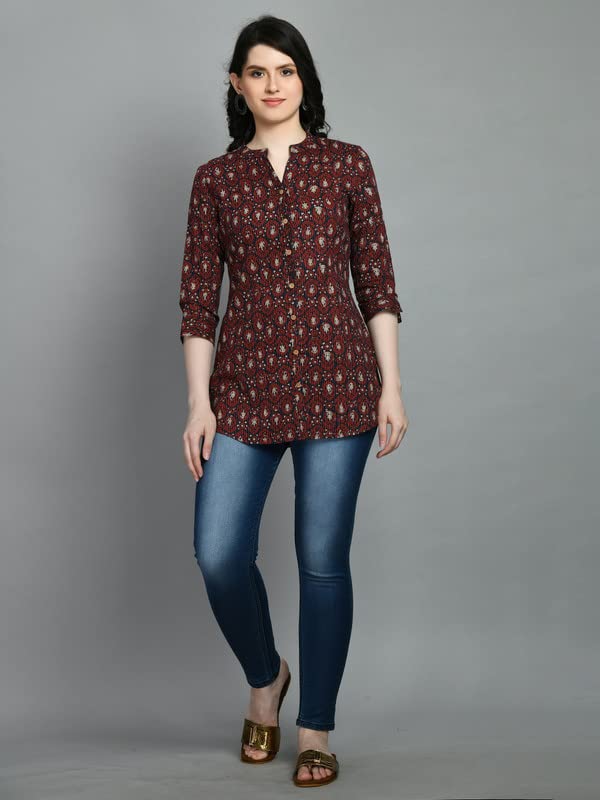 Image of Meesan Women's Casual Ethnic 3 /4 Sleeve Printed Tunic