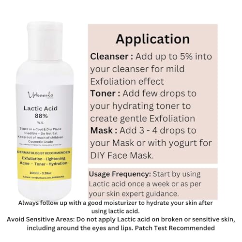Image of Glycolic Acid 70%, Lactic Acid 88%, Cosmetic-Grade Solutions for Making DIY Skin Care - Toner, Soap, Serum 100ml Each (Pack of 2)