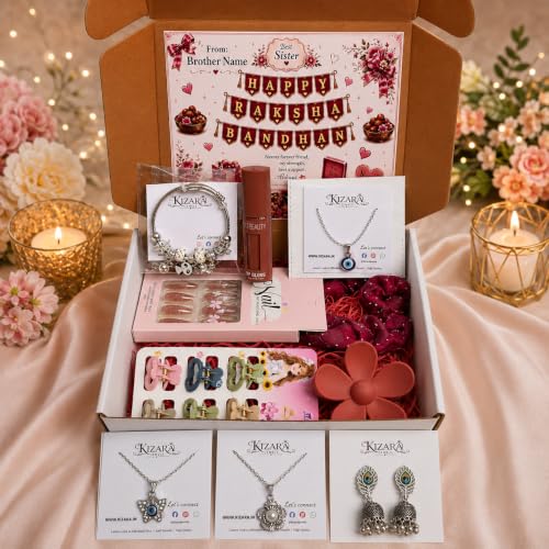 Image of Raksha Bandhan Gift Hamper for Sister with Name, 10 Items
