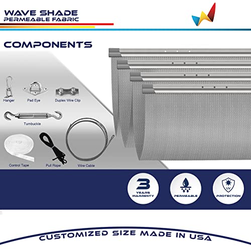 Windscreen4less 3' x 12' Retractable Sun Shade Canopy Cover Sliding Wave Shade Sail for Pergola Patio Deck Yard Gazebo Outdoor (Light Gray) by Windscreen4less - Image 4