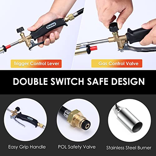 Propane-Torch-Weed-Burner-Weed-Torch-with-Turbo-Trigger-Push-Button-Igniter-High-Output-800000-BTU-Heavy-Duty-Blow-Torch-Flamethrower-with-98Ft-HoseFlame-Control-for-Garden-Weeds-Ice-Snow-Roof