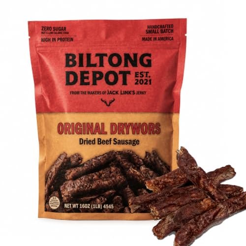 Biltong Depot Original Drywors - 1lb (16oz) | Air-Dried Beef Snack Sticks | High Protein | Keto & Paleo Friendly | Zero Sugar | Gluten Free | No Artificial Preservatives | No MSG