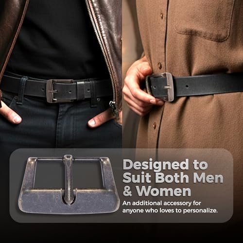 Image of VP Leather Replacement Belt Buckle for Men and Women, Removable Metal Frame