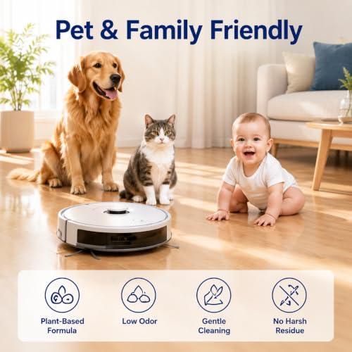 Image of 1L Floor Cleaner for ECOVACS DEEBOT X11 /X9 /X8 /T90 /T80 /T50 /T30 /T20 /N30 /N20 - Low-Foam Mopping Solution for Robot Vacuum - Pet & Kid Safe Multi-Surface Cleaner for Hardwood, Tile, Marble