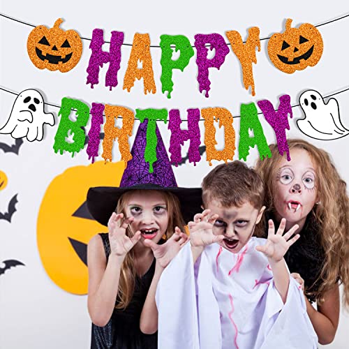 Halloween Birthday Party Banner Halloween Pumpkin Ghost Witches Themed Party Decoration For Kids Boy Girl Halloween Birthday Party Supplies #TOP5