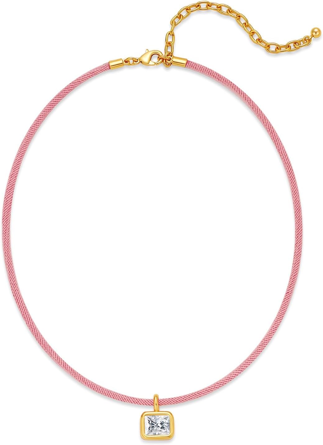 Choker Necklace for Women Dainty Cubic Zircon Pendant Necklace Colorful Rope Chain Necklaces Cute Minimalist Summer Beach Holiday Necklaces Vocation Jewelry Gifts
