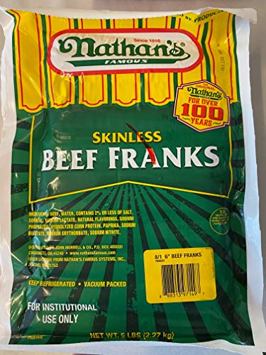Nathan's Famous Skinless Beef Franks - 5 lb Pack