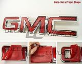 Decal Concepts GMC Sierra/Yukon RED Carbon Fiber Front Grill Emblem Overlay Wrap Kit (07-17)