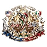 eDesign World Cup 2026 カナダ メキシコ アメリカ ゴールド クレスト サッカー ステッカー ビニール - 5 インチ - プレミアム防水ビニールステッカー 車 トラック ノートパソコン ウォーターボトルなどに - 耐候性と耐久性 2枚パック