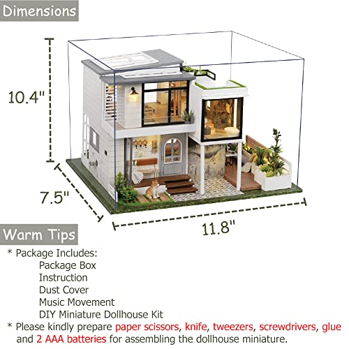 Image of TuKIIE DIY Miniature Dollhouse Kit with Furniture, 1:24 Scale Large Garden Villa Wooden Doll House Accessories Plus Dust Proof & Music Movement for Kids Teens Adults(West Creek House)