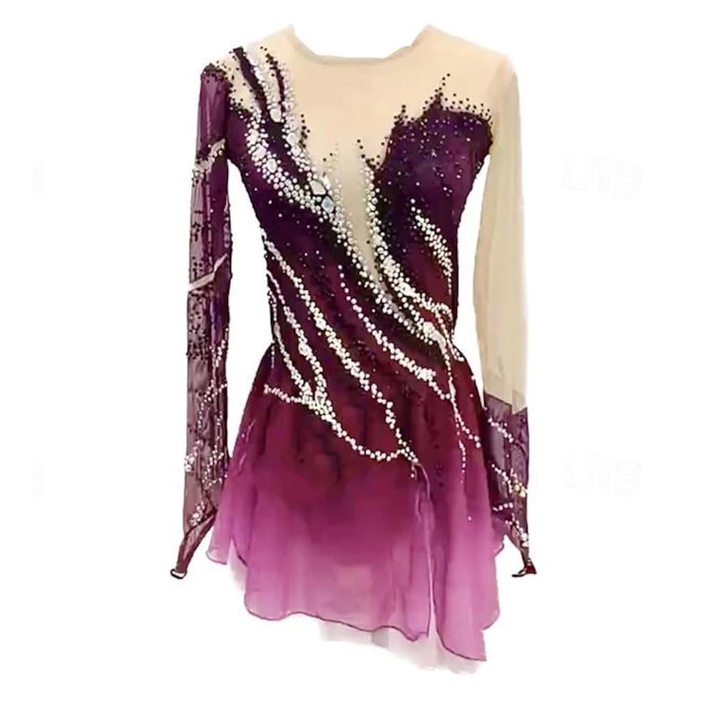 Abito da Gara di Pattinaggio Artistico Fatto A Mano per Donna E Bambina Abbigliamento per Danza sul Ghiaccio, Ginnastica Artistica E Performance Body per Ginnastica Ritmica