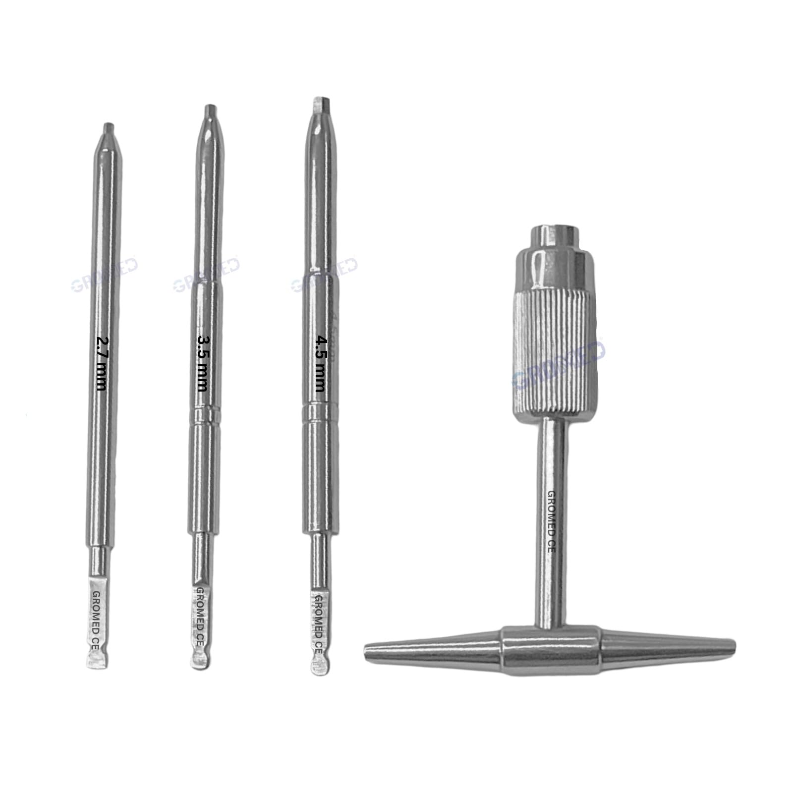 Gromed Ortho Quick Coupling (QC) T-Handle + 3Pcs (2.7+3.5+4.5mm) Hex QC Screw Driver with Quick Coupling Shaft, Hexagonal Tip - Set of 4 Pcs, Stainless Steel Orthopedic General Surgical Instruments-image-24