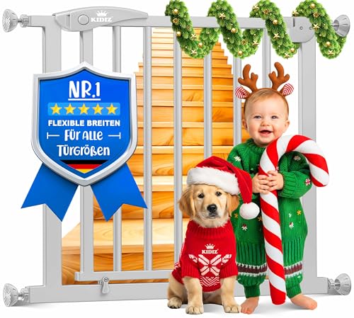 KIDIZ Treppenschutzgitter ohne Bohren | Verstellbare Breite: 81-87 cm, 75...