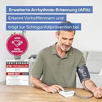 Beurer BM 53 Oberarm-Blutdruckmessgerät, made in Europe,klinisch validiert, AFib-Erkennung zur Schlaganfallprävention, Risikoindikator, Armumfänge, Datenübertragung zu Apple Health und co., Grau-Weiß – Ansicht 2