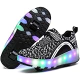 Nsasy Roller Shoes Girls Boys Wheels Sneakers Led Light up Sport Shoes Roller Skates Best Gift
