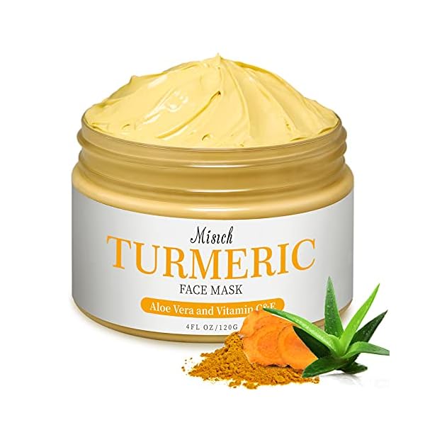 Turmeric-Facial-MaskTurmeric-Mud-Mask-with-Vitamin-C-Kaolin-Clay-and-Turmeric-for-Radiant-SkinOrganic-Turmeric-Face-Mud-Mask-for-Deep-Cleansing-Blackheads-and-Acnes-Control-4-oz FUHUIM Turmeric Clay Mask, 4 oz, Soothing, Brightening, Cleansing, Moisturizing, Pore Treatment, Blackhead Removal, Radiant Skin