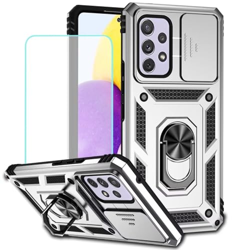 Coque Samsung Galaxy A53 5G argent avec protège-écran verre trempé et bague