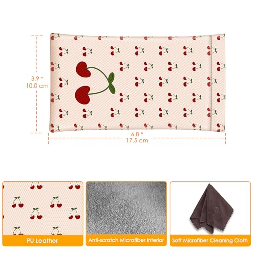 Image of FINTIE Soft Eyeglasses Case with Cleaning Cloth, Portable Squeeze Top Vegan Leather Glasses Pouch, Sunglasses Eyewear Bag