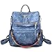 VARLIVOO Mode Frauen Rucksack Damen Schultertasche Damen Umhängetasche Frauen Handtasche Mehrzweck-Design Reisen Taschen PU Leder Blau