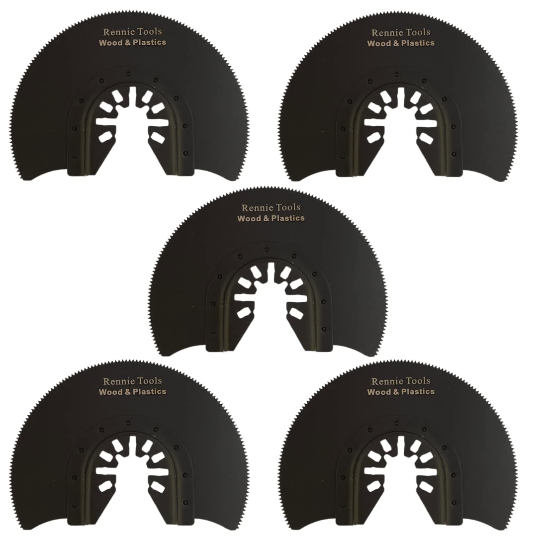 Rennie Tool Company Black Pack Of 5 X 88Mm Round Oscillating Multi Tool Blades/Wood Cutter Saw Blades Set Compatible With Dremel Fein Multimaster Makita Stanley Worx Dewalt Multi Tool Etc Oscillating Multitool Blade