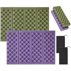 Esterilla Espuma Camping Esterilla Plegable para Sentarse Cojín de Asiento Portátil Almohadilla para Sentarse de Espuma XPE Ultraligera para Acampar, Parque, Picnic, Senderismo 2 Piezas (Verde y Púrpura)